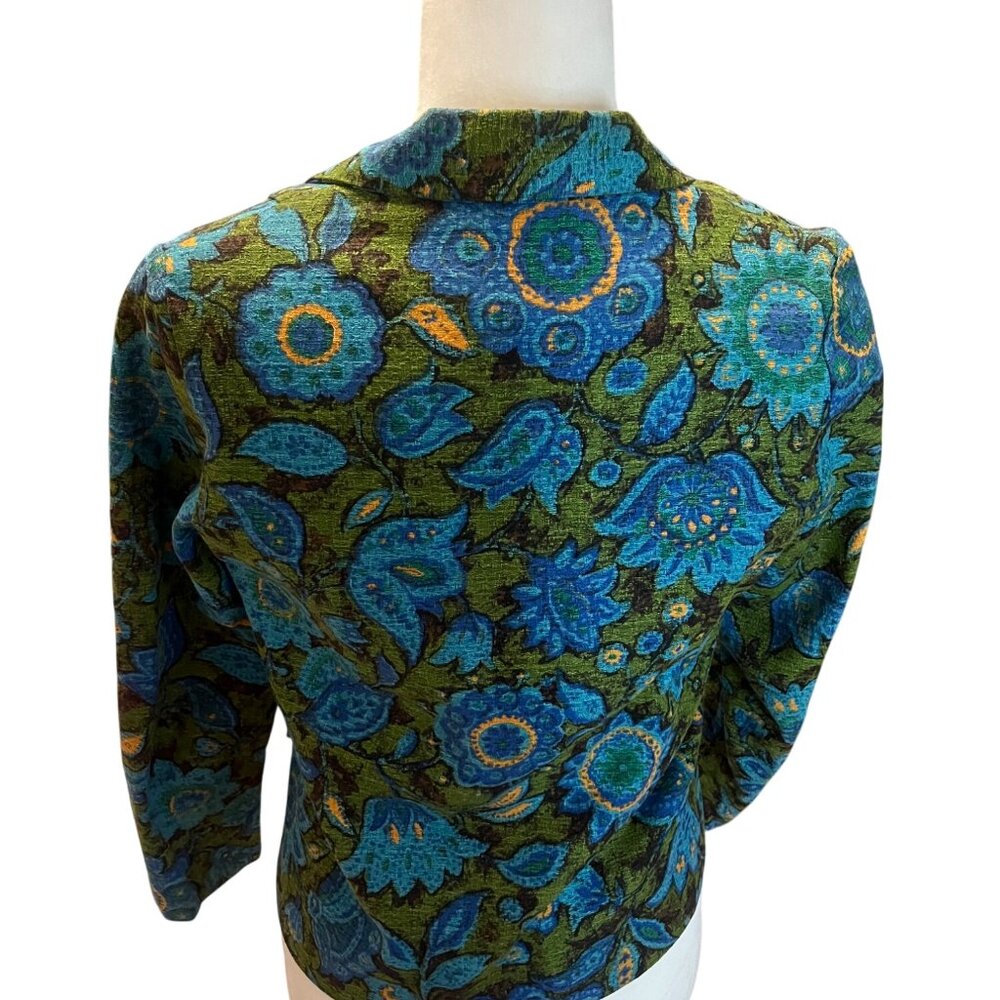 Vintage Barry Casuals Blue Green Paisley Jacket Size 9/10 - Picture 2 of 4